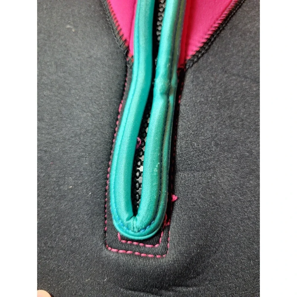 Dacor Diving Wetsuit Long Sleeve‎ Zip Front Black Pink Teal Girls Size Large